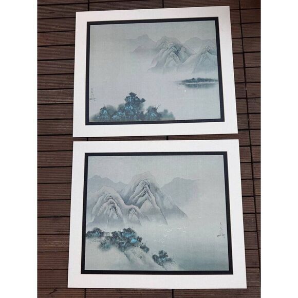 David Lee Lithograph 2 Prints "Flight and tranquility" Mountain China Artist